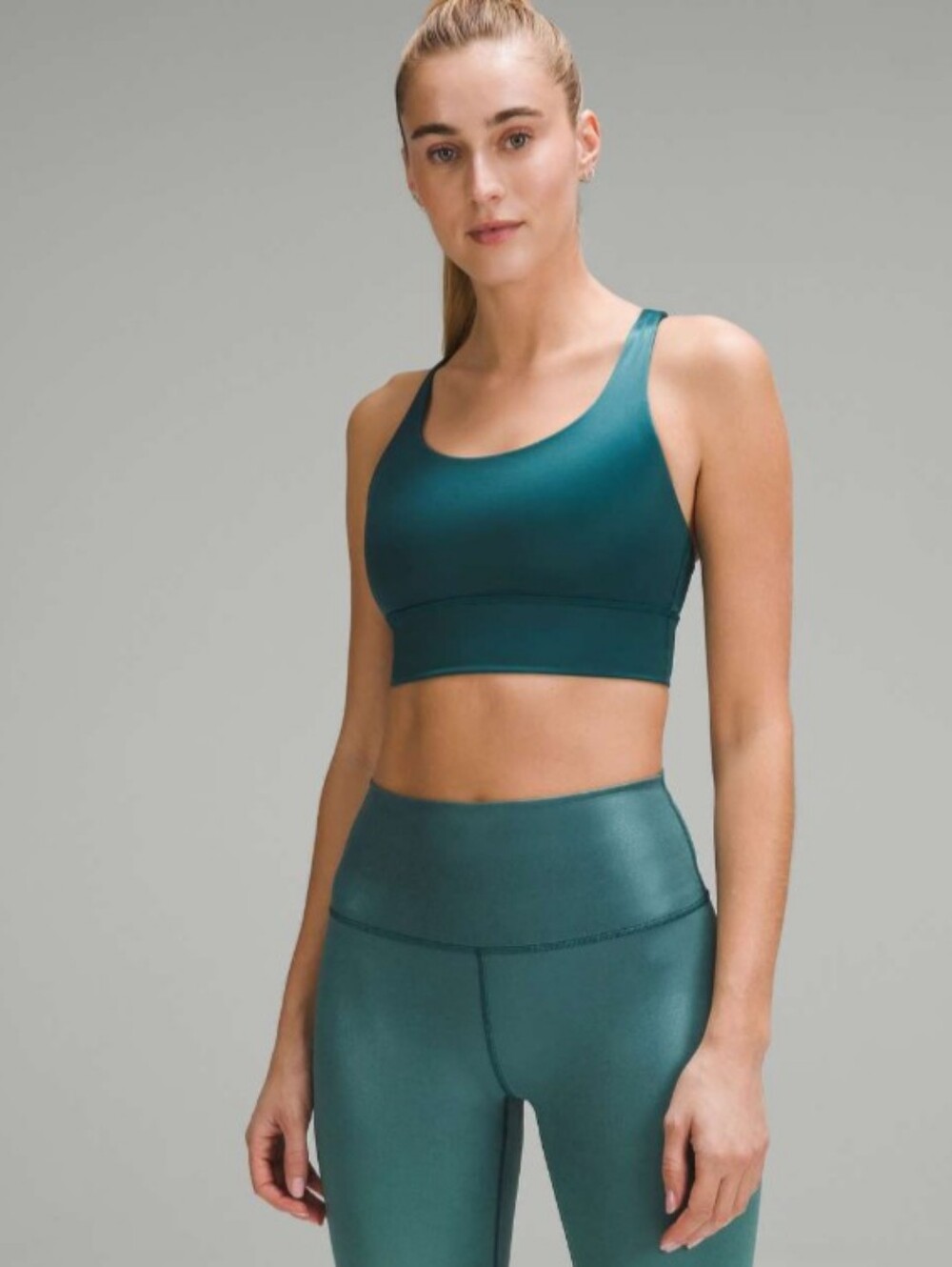 Lululemon Energy Longline Bra Foil Storm Teal Size 4 B-D Cups